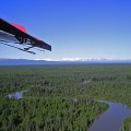 A view of the river from an airplane window.