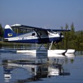 A small plane is sitting on the water.