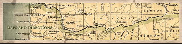 A map of the hood river area with a black line on it.